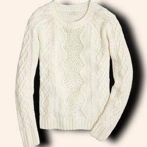J. Crew Factory ‘Merino Wool Blend Silver Bead Embellished Cable Knit Sweater’ S